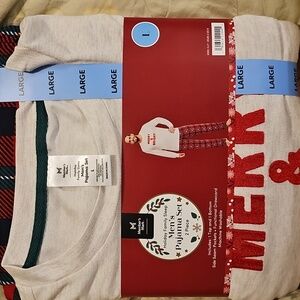 Oatmeal Plaid - Member's Mark Men's Holiday Pajamas Long Sleeve & Pant, L